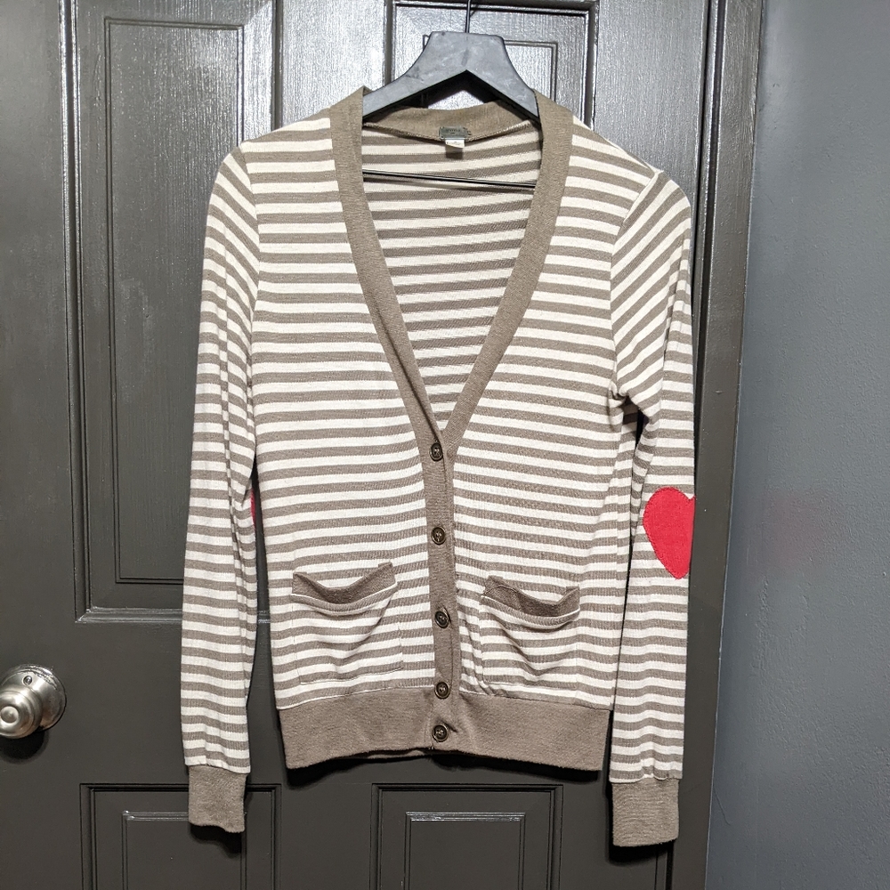 POOF Heart Elbow Patch Cardigan